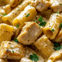 If you’re in search of a comforting, creamy meal that is both satisfying and simple to prepare, look no further than Garlic Butter Chicken Rigatoni in Creamy Parmesan Sauce. This dish beautifully combines the rich flavors of garlic and butter with tender chicken and al dente rigatoni, all enveloped in a luscious, creamy Parmesan sauce. It’s a dish that not only warms the soul but also impresses at the dinner table, making it perfect for both cozy weeknight dinners and special occasions.