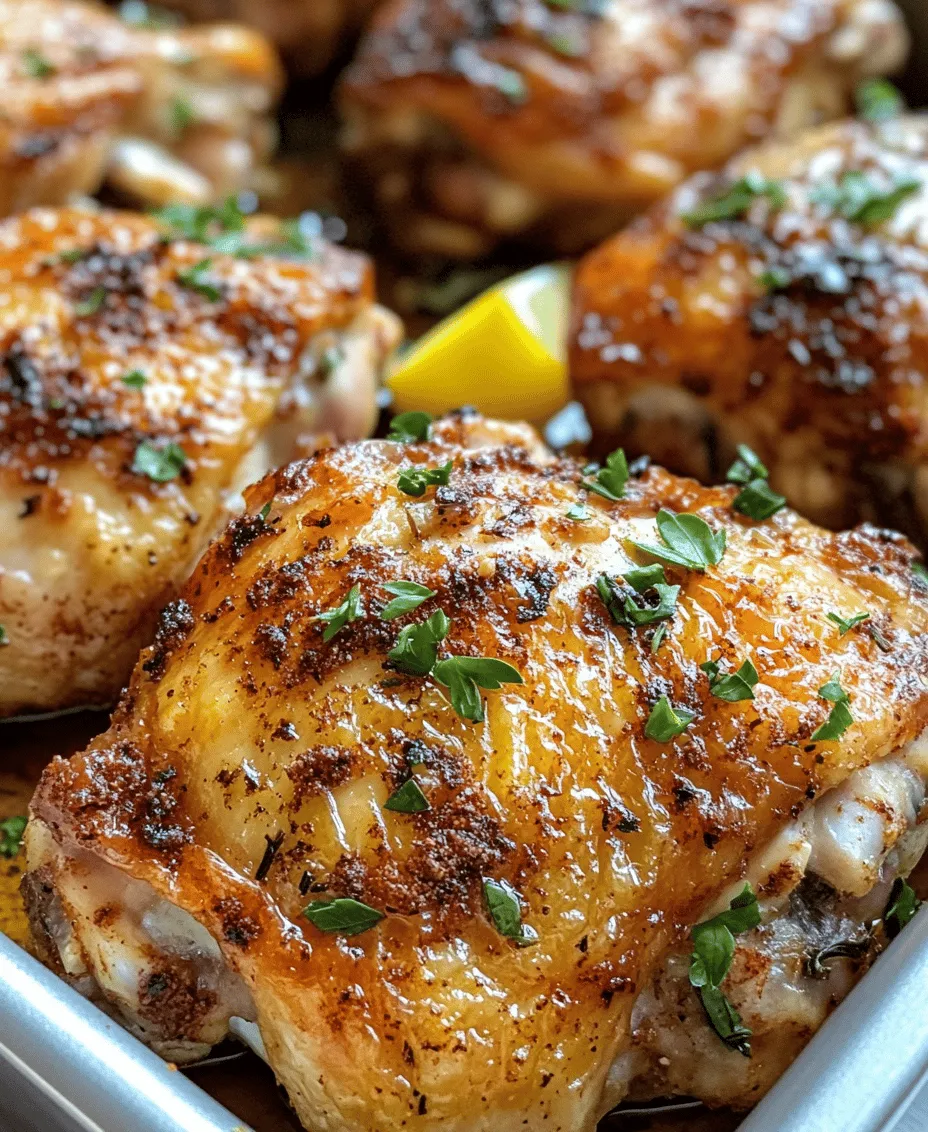 In the world of comfort food, few dishes can compete with the succulent and flavorful experience of oven-baked chicken thighs. This recipe for the Best Oven Baked Chicken Thighs promises juicy and tender meat with perfectly crispy skin, making it an ideal choice for family dinners or special occasions. The appeal of chicken thighs lies not just in their flavor but also in their versatility and ease of preparation. Packed with aromatic herbs and spices, this dish is sure to become a staple in your kitchen.