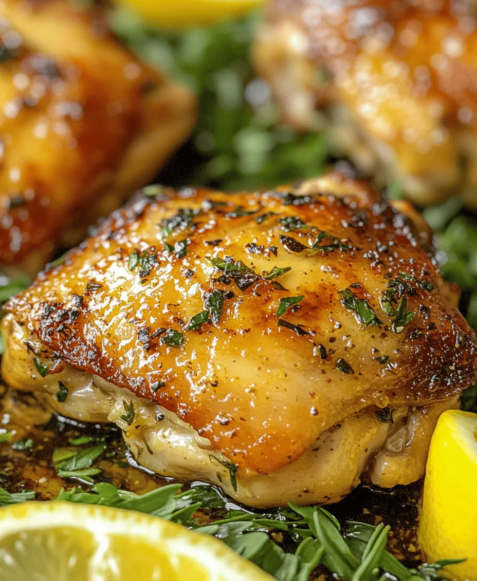 Garlic Lemon Chicken Thighs are not just another dish; they are a deliciously vibrant meal that captures the essence of comfort food while remaining simple enough for a weeknight dinner. This recipe showcases succulent chicken thighs marinated in a zesty blend of garlic and lemon, creating a harmonious balance of flavors that will tantalize your taste buds. Whether you're cooking for a family gathering, prepping meals for the week, or simply craving a satisfying dinner, this dish fits the bill perfectly.