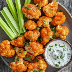 Spicy Air Fryer Buffalo Cauliflower is a versatile dish that can be enjoyed in various ways. Traditionally, buffalo cauliflower is often served with celery sticks and a side of blue cheese dressing, which provides a refreshing contrast to the heat of the dish. The crispness of the celery adds a satisfying crunch, while the creamy blue cheese dressing complements the spicy flavors beautifully. If blue cheese isn't your preference, consider offering alternative dips such as ranch dressing, garlic aioli, or even a tangy yogurt sauce. For those looking to keep it plant-based, a cashew cream sauce or tahini dressing can also serve as excellent accompaniments.