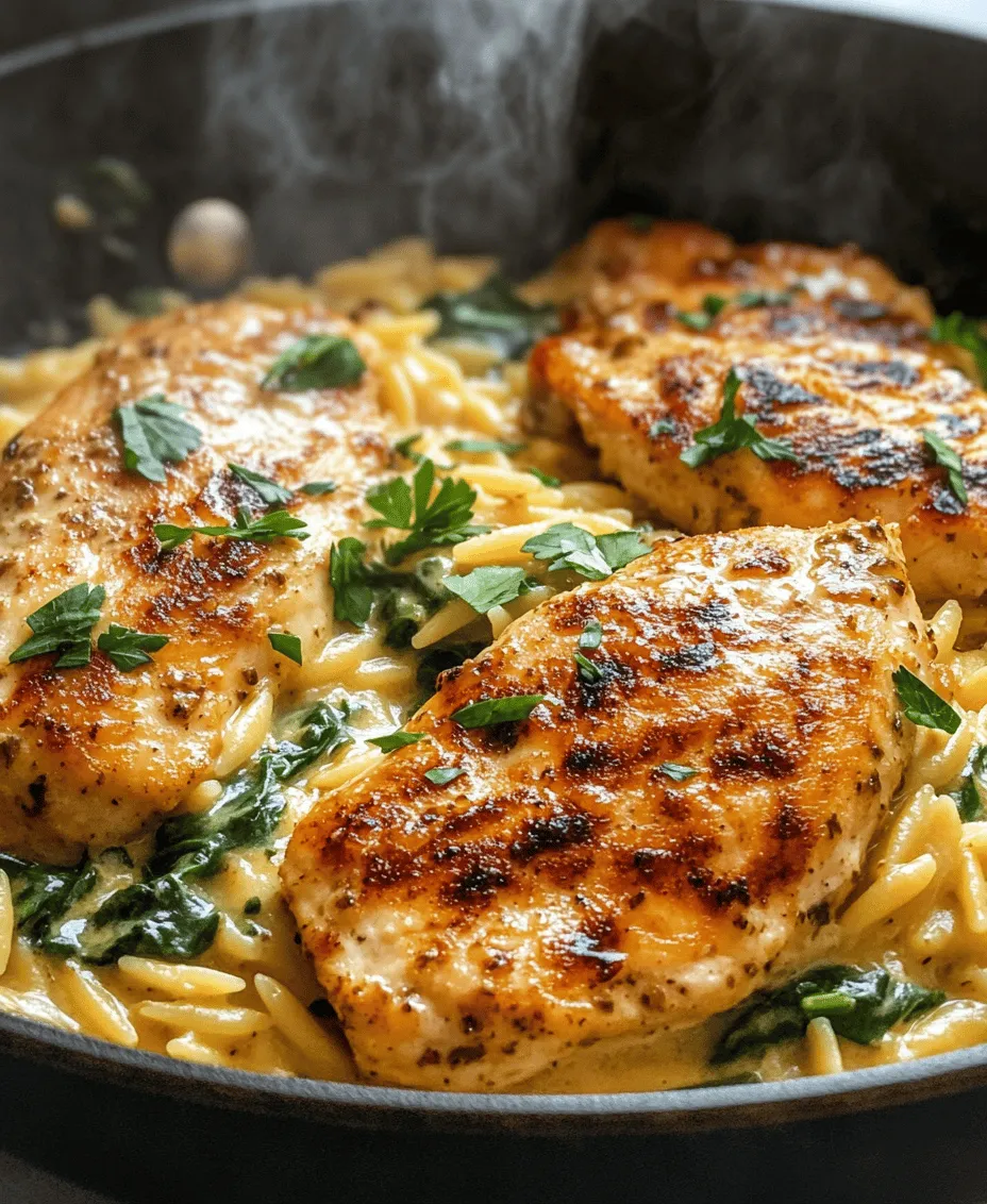 Imagine a dish that perfectly balances creamy richness with the comforting heartiness of chicken and pasta. The Creamy Parmesan Chicken and Orzo recipe delivers just that – a delightful fusion of flavors that will transport your taste buds straight to culinary heaven. In this dish, tender, juicy chicken breasts are enveloped in a silky, cheesy sauce, complemented by al dente orzo pasta and fresh spinach. Whether you're preparing a weeknight family dinner or hosting a special gathering, this recipe is guaranteed to impress and satisfy.
