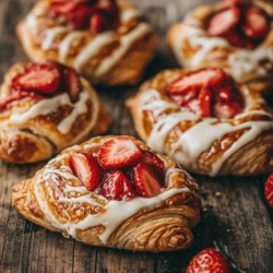 Danish pastries are a beloved staple in bakeries around the world, known for their flaky texture and delightful fillings. Originating from Denmark, these pastries have evolved to encompass a variety of flavors and styles, making them a versatile treat suitable for breakfast, brunch, or even dessert. One of the standout recipes in this genre is the Strawberry Danish Delight, which captivates with its combination of fresh strawberries and a rich cream cheese glaze.