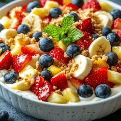 If you’re searching for a dessert that beautifully marries the rich, creamy delight of cheesecake with the refreshing zest of fresh fruits, look no further than the Cheesecake Fruit Salad. This vibrant dish is not only visually appealing but also serves as a light and satisfying treat that can appeal to a wide variety of palates. The Cheesecake Fruit Salad is perfect for those moments when you want something indulgent yet refreshing, making it an excellent option for summer gatherings, picnics, or even family dinners.