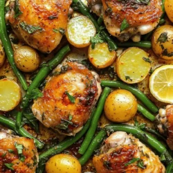 In today’s fast-paced world, the convenience of one-pan meals has captured the hearts of home cooks everywhere. The allure of a dish that not only delivers exceptional flavors but also saves time in preparation and cleanup is undeniably appealing. One such dish that embodies these qualities is the Herb Roasted Chicken & Potatoes. This delightful recipe brings together tender, juicy chicken thighs, perfectly roasted baby potatoes, and vibrant green beans, all infused with the aromatic essence of fresh herbs and spices.