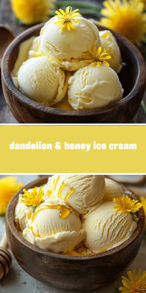 Transform your summer afternoons with homemade dandelion and honey ice cream! This unique dessert celebrates the flavors of foraged dandelion flowers and the sweetness of honey, offering a guilt-free treat rich in vitamins and health benefits. Discover the joy of foraging and crafting this creamy delight at home that will impress friends and family. Perfect for sunny days, this ice cream brings the essence of nature right to your bowl! #IceCreamRecipes #Dandelion #HomemadeDelights #WildEdibles #ForagingFun #SummerTreats