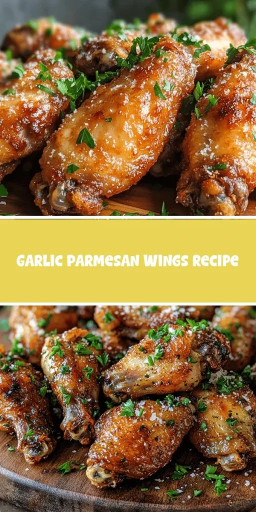 Indulge in the ultimate comfort food with Garlic Parmesan Chicken Wings! This easy-to-follow recipe combines the savory flavor of garlic, creamy Parmesan, and a variety of seasonings for a delicious crowd-pleaser. Perfect for game day or a cozy night in, these crispy wings are sure to impress. Learn to create restaurant-quality wings at home that are both flavorful and easy to prepare. Elevate your culinary skills today! #ChickenWings #GarlicParmesan #ComfortFood #Recipe #Delicious