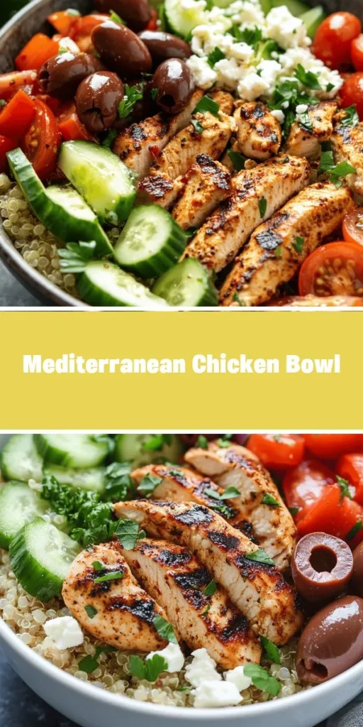 Discover the delicious and nutritious Mediterranean Chicken Bowl, packed with vibrant flavors and wholesome ingredients. This versatile dish features lean marinated chicken, fresh vegetables, and nutrient-rich quinoa, all drizzled with a creamy tahini dressing. Perfect for meal prep or family gatherings, it fits various dietary needs while promoting a healthy lifestyle. Bring the taste of the Mediterranean to your table today! #MediterraneanDiet #HealthyRecipes #MealPrep #ChickenBowl #Tahini #HealthyEating