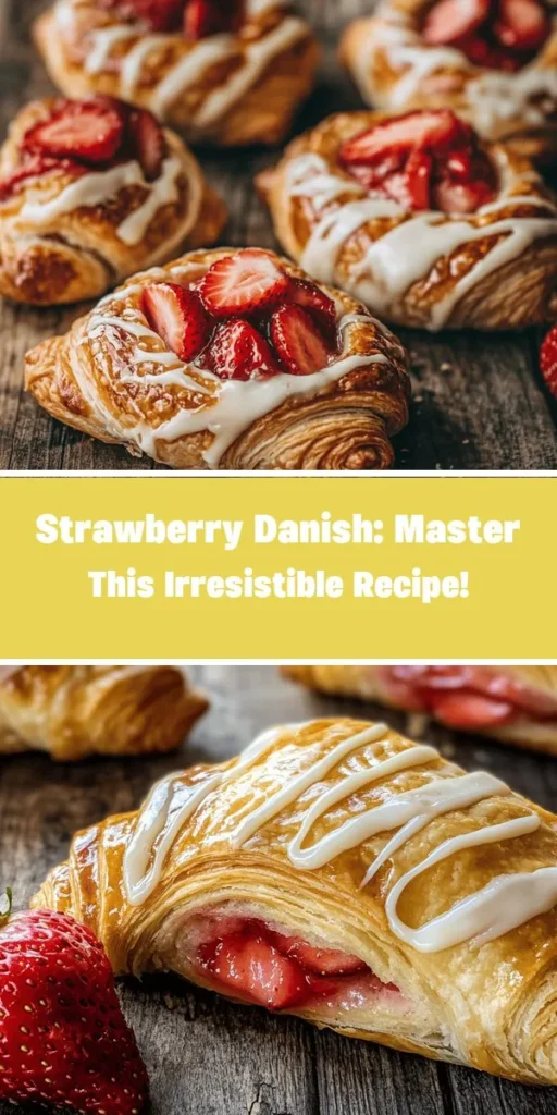 Indulge in the sweet, flaky goodness of homemade Strawberry Danish Delight! This irresistible pastry showcases fresh strawberries and a luscious cream cheese glaze, perfect for breakfast or dessert. Learn the secrets of Danish pastry making, from yeast activation to the lamination process, ensuring every bite is light and airy. Impress your loved ones with this delightful recipe that's both fun to make and delicious to enjoy! #DanishPastry #StrawberryDanish #Baking #Dessert #HomemadeTreats #PastryLovers
