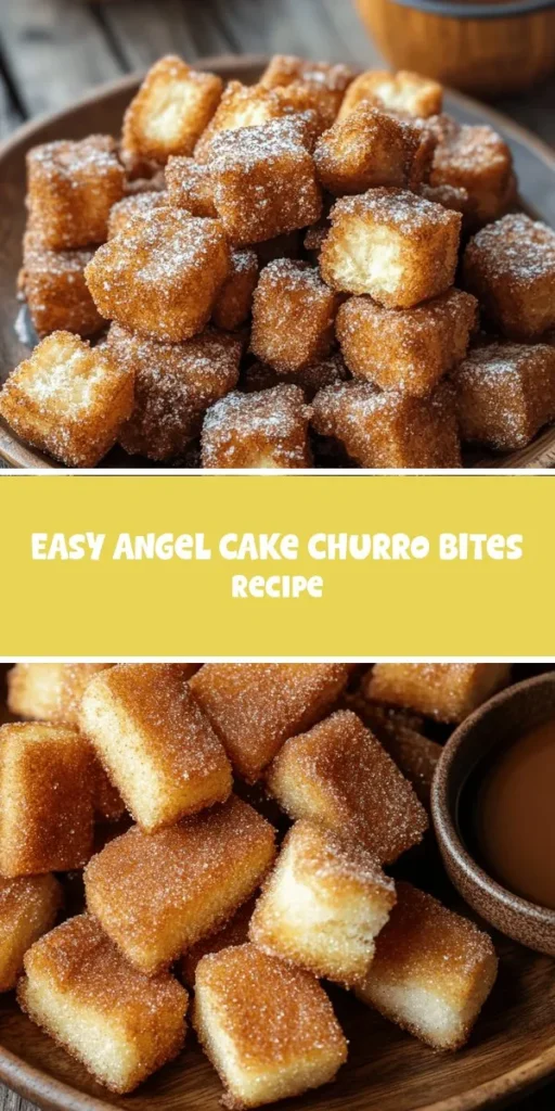 Discover the perfect blend of light angel food cake and crispy churros with these Easy Angel Cake Churro Bites! This simple recipe offers bite-sized pieces of sweetness, ideal for any celebration or cozy night in. With minimal ingredients and quick prep, you'll impress your guests in no time. Explore the joy of hybrid desserts and savor these delicious churro bites with your favorite dipping sauces. Perfect for parties or a family treat! #Dessert #ChurroBites #BakingFun #SweetTreats #AngelFoodCake