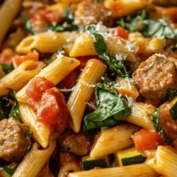 If you're in search of a meal that combines convenience, flavor, and nutrition, look no further than Savory Chicken Sausage Pasta Delight. This dish brings together a medley of vibrant ingredients that not only tantalize your taste buds but also provide a satisfying dining experience. The heart of this recipe lies in its harmonious blend of tender chicken sausage, fresh vegetables, and perfectly cooked penne pasta, creating a colorful and inviting plate that is sure to please the entire family.
