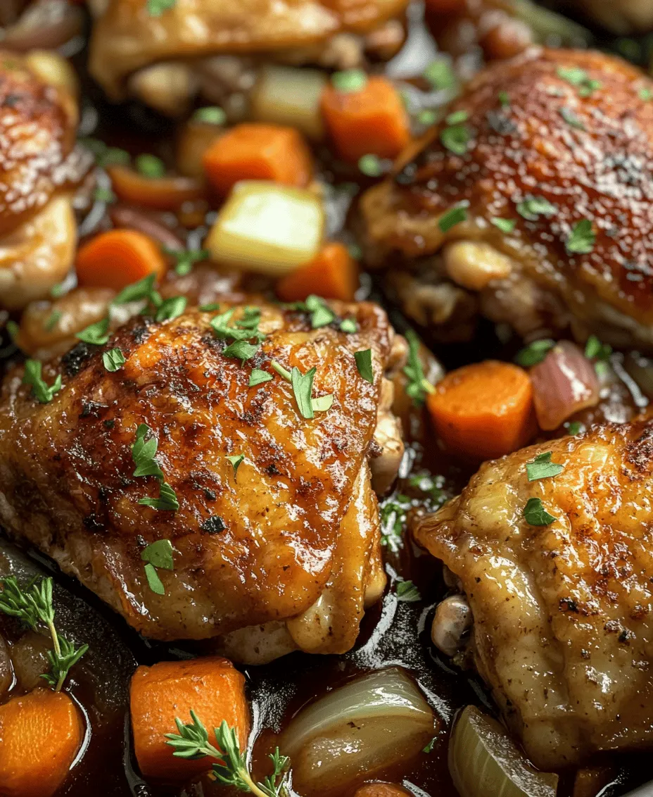 Braised Chicken in Red Wine is a classic French dish that embodies the essence of comfort food. Renowned for its rich flavors and hearty texture, this dish has secured its place in culinary traditions worldwide. The process of braising combines the techniques of browning and slow cooking, allowing the chicken to absorb the robust flavors of the accompanying ingredients. This method not only enhances the taste but also ensures that the meat becomes tender and juicy, making each bite a delightful experience.