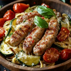 In the world of culinary delights, few dishes can match the comforting allure of pasta, particularly when paired with savory flavors and colorful ingredients. The Savory Chicken Sausages with Zucchini & Tomato Pasta is a dish that beautifully embodies this combination, merging the heartiness of chicken sausages with the freshness of zucchini and the sweetness of cherry tomatoes. This recipe not only tantalizes the taste buds but also provides a well-balanced meal that is packed with protein, vitamins, and carbohydrates—perfect for a nourishing lunch or dinner.