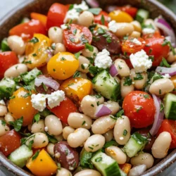 Mediterranean cuisine is celebrated worldwide not just for its vibrant flavors but also for its numerous health benefits. Drawing inspiration from the countries surrounding the Mediterranean Sea, this culinary tradition emphasizes fresh, wholesome ingredients, including vegetables, legumes, whole grains, and healthy fats. With a diet rich in fruits, vegetables, and lean proteins, the Mediterranean way of eating is linked to reduced risks of chronic diseases and increased longevity. One standout dish that encapsulates these principles is the Mediterranean Wholesome White Bean Salad.