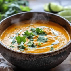 At the heart of Coconut Curry Pumpkin Soup is pumpkin puree. This vibrant ingredient is not only visually striking but also loaded with nutritional benefits. Pumpkin is an excellent source of vitamins A and C, both essential for maintaining a healthy immune system and promoting healthy skin. It is also high in fiber, which aids digestion and supports a feeling of fullness.