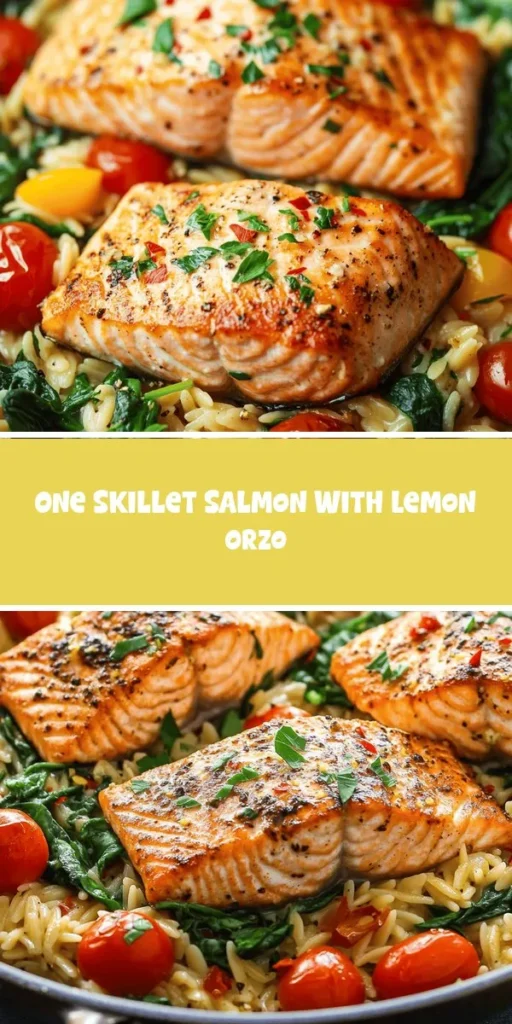 Looking for a quick and healthy weeknight dinner? Try this One Skillet Salmon with Lemon Orzo! In under 30 minutes, you can whip up a delightful meal featuring tender salmon, zesty lemon, and perfectly cooked orzo all in one skillet. It's packed with nutrients and flavor, making it a great choice for busy evenings. Streamline your cooking with this simple yet gourmet dish! #SalmonRecipes #OneSkilletMeal #HealthyDinner #LemonOrzo #WeeknightDinner #Foodie