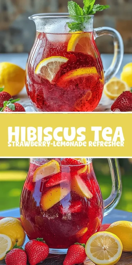 Beat the heat with a Hibiscus Tea Strawberry-Lemonade Refresher! This vibrant drink is the perfect blend of tart hibiscus tea, sweet strawberries, and zesty lemon juice, making it an ideal companion for summer picnics and gatherings. Learn how to brew this refreshing beverage and explore its amazing health benefits. It&rsquo;s caffeine-free, packed with antioxidants, and absolutely delicious! A must-try drink for all warm-weather enthusiasts! #HibiscusTea #SummerDrinks #HealthyRecipes #StrawberryLemonade #Refreshers