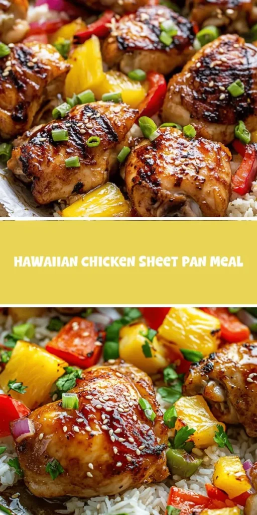 Elevate your dinner game with our Hawaiian Chicken Sheet Pan Meal! This vibrant dish combines succulent chicken thighs, sweet pineapple, and colorful bell peppers, all cooked together for easy cleanup. Experience the rich, tropical flavors that capture the essence of Hawaiian cuisine while keeping it simple for busy weeknights. Perfect for family gatherings or cozy dinners! Try it tonight and enjoy a taste of the islands at home! #HawaiianChicken #SheetPanMeals #TropicalFlavors #EasyDinner #FamilyMeals #HealthyEating
