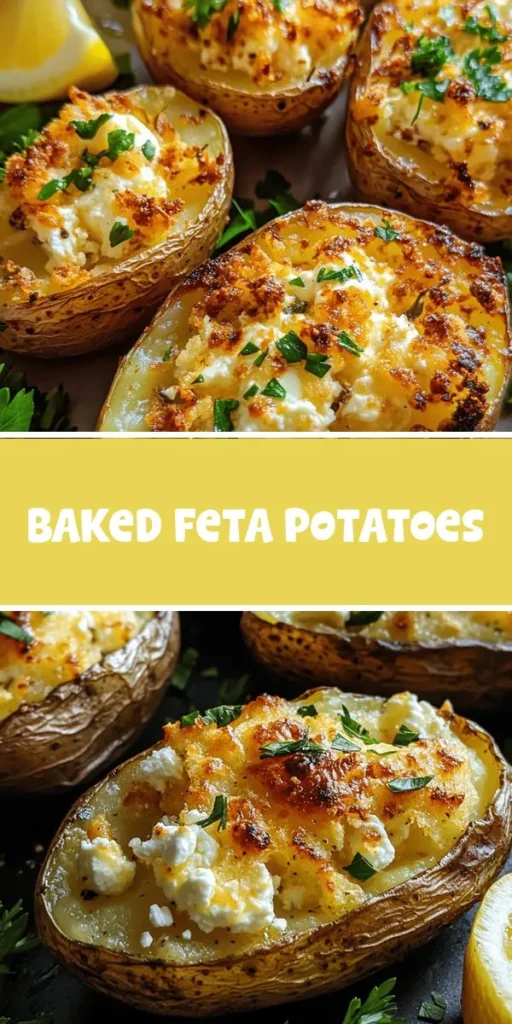 These Baked Feta Potatoes are a delightful twist on a classic comfort food, packed with creamy feta, garlic, and fresh herbs. Perfect for weeknight dinners or special occasions, this easy-to-make dish combines crispy potatoes with the rich, tangy flavor of feta cheese. Customize it to fit your taste with various herbs and spices, or even add protein for a heartier meal. Brighten your table and impress your guests with this delicious recipe! #BakedFetaPotatoes #ComfortFood #EasyRecipes #FetaCheese #PotatoRecipes #FoodieFun