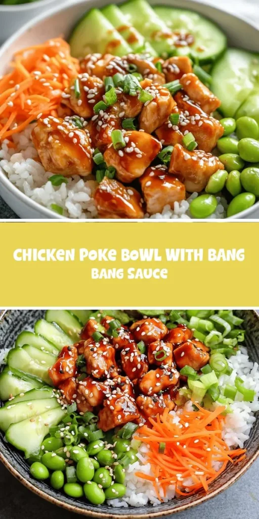 Discover the delight of a Chicken Poke Bowl topped with zesty Bang Bang sauce! This recipe features marinated chicken mixed with fresh vegetables, creating a colorful and flavorful meal that's perfect for lunch or dinner. Learn how to balance flavors and textures while enjoying the health benefits of each ingredient. Dive into this culinary adventure and impress your guests with this vibrant dish! #ChickenPokeBowl #BangBangSauce #HealthyCooking #QuickMeals #Foodie #CulinaryAdventure #RecipeIdeas #DeliciousEats