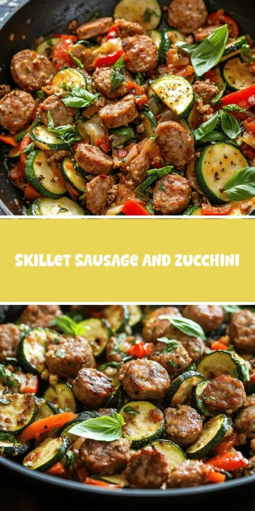 Discover the perfect weeknight dinner with this Sizzling Skillet Sausage and Zucchini recipe! Ready in just 25 minutes, it combines savory Italian sausage and fresh vegetables for a healthy, hearty dish. Packed with flavor and easy to customize, it’s ideal for families or gatherings. Enjoy the balance of crisp zucchinis, caramelized bell peppers, and aromatic herbs. A meal that’s as nutritious as it is delicious! #SausageAndZucchini #HealthyRecipes #QuickDinner #FamilyMeals #Foodie #MealPrep #Yummy