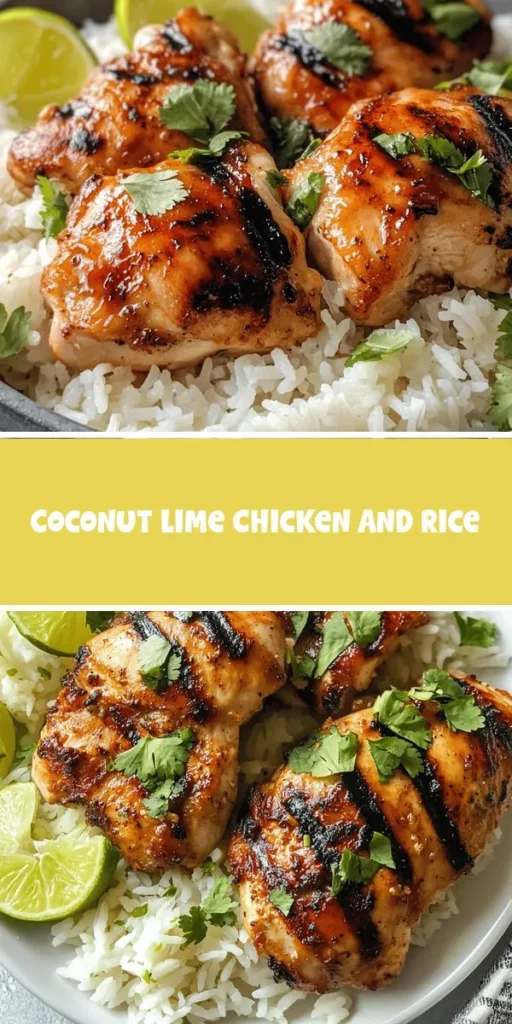 Transport your taste buds to a tropical paradise with this Coconut Lime Chicken and Rice recipe! Combining creamy coconut milk and zesty lime, this dish is a delicious and easy one-pot wonder perfect for any occasion. With juicy chicken thighs, fragrant jasmine rice, and aromatic spices, you'll savor every bite. Plus, it's a healthy choice packed with nutrients. Elevate your dinner table tonight! #CoconutLimeChicken #TropicalRecipes #DinnerIdeas #OnePotMeals #HealthyEating #ComfortFood