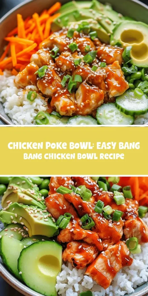 Elevate your dinner with this delicious Bang Bang Chicken Poke Bowl recipe! This vibrant dish combines the creaminess of Bang Bang sauce with juicy chicken, fluffy rice, and fresh veggies. It's not just a feast for the taste buds but also visually stunning! Perfect for weeknight meals or meal prep, this poke bowl is packed with flavor and nutrition. Get ready to impress with each colorful layer! #PokeBowl #BangBangChicken #HealthyEats #Recipes #MealPrep #Foodie
