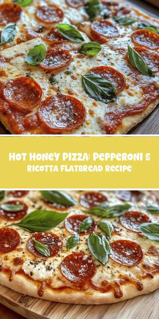 Discover the irresistible flavors of Hot Honey Pizza! This exciting recipe combines spicy pepperoni, creamy ricotta, and a sweet drizzle of hot honey over crispy flatbread. Perfect for both pizza lovers and adventurous eaters, this dish is quick to make and tastes amazing. Experiment with your favorite ingredients and savor the sweet and spicy balance in every bite. Try it today for a delightful culinary experience! #HotHoneyPizza #PizzaLovers #Foodie #Recipe #YummyFood #Flatbread #CookingFun