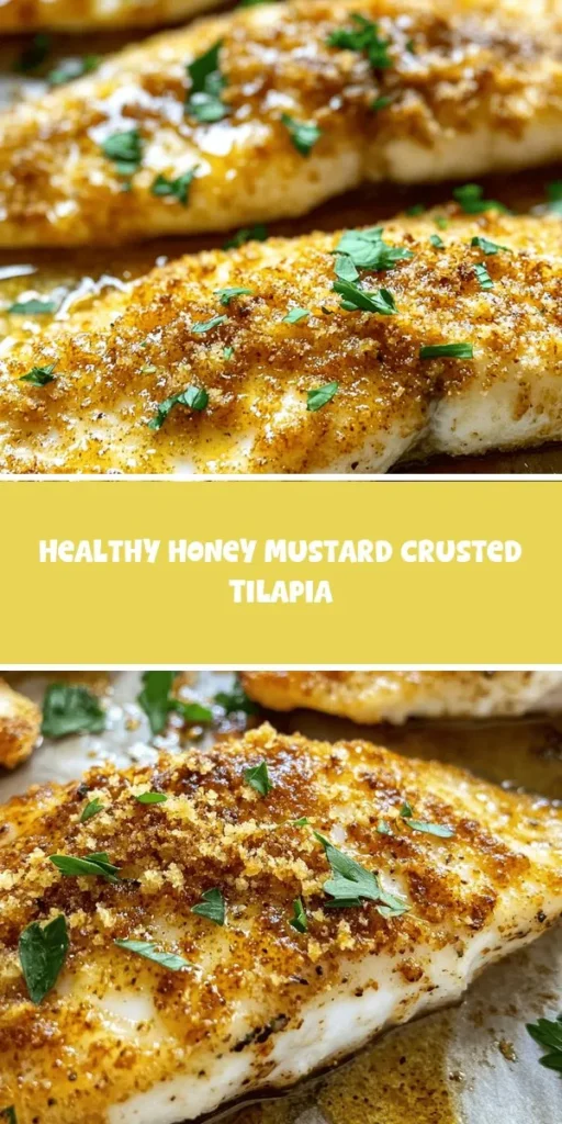 Discover a quick and healthy dinner option with this delicious Healthy Honey Mustard Crusted Tilapia recipe. Featuring tender tilapia fillets coated in a sweet and tangy glaze, this dish is high in protein and packed with nutrients. Perfect for busy weeknights, it pairs wonderfully with steamed veggies or whole grains for a balanced meal. Dive into this flavorful recipe that prioritizes both taste and health! #HealthyEating #TilapiaRecipe #DinnerIdeas #QuickMeals #HealthRecipes #FishDishes #NutritiousMeals