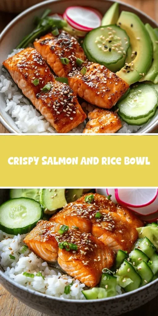 Dive into the vibrant world of crispy salmon and rice bowls, where taste meets stunning visual appeal! This delicious dish combines perfectly seared salmon, sushi rice, and fresh veggies, offering a delightful crunch and a health-conscious feast. Easy to customize, it's perfect for all cooking levels. With mouthwatering flavors and textures, you're sure to impress at your table. Ready to create a wholesome meal? Try this recipe today! #SalmonBowl #HealthyEating #Foodie #HomeCooking #CrispySalmon #SushiRice #VibrantMeals