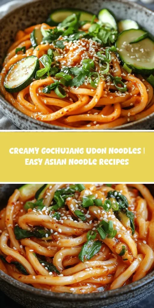 Savor the flavors of Korea with this Spicy & Creamy Gochujang Udon Noodles recipe! Combining the rich umami of gochujang with creamy coconut milk, this dish offers the perfect balance of spice and creaminess. Quick to prepare in under 30 minutes, it's ideal for any weeknight dinner or special occasion. Don't miss out on this delicious culinary adventure! #Gochujang #UdonNoodles #SpicyFood #KoreanCuisine #QuickRecipes #HomeCooking #DeliciousDinner #Foodie