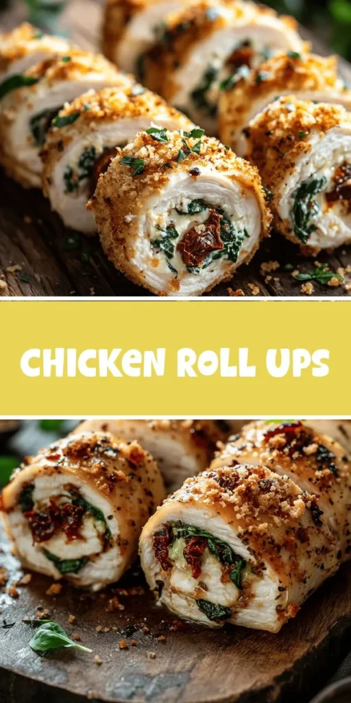 Discover the deliciously simple recipe for Savory Chicken Roll Ups that are perfect for any occasion! This dish combines tender chicken, fresh vegetables, and a creamy cheese filling, all wrapped in a beautiful package. Whether for a family meal or a dinner party, these roll ups impress with both flavor and presentation. Customize them to suit your taste and enjoy a delightful culinary experience. Try them today! #ChickenRollUps #EasyRecipes #DeliciousFood #CookingAtHome #HealthyEating #ComfortFood