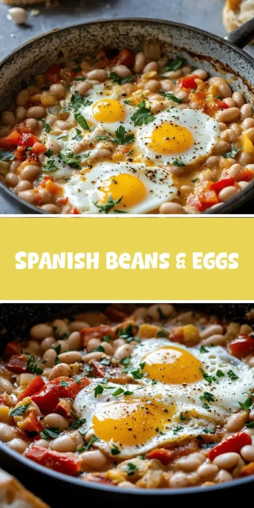 Start your day with a flavorful dish of Spanish Beans & Eggs that's not only delicious but packed with nutrients! This hearty meal combines protein-rich eggs and fiber-filled beans, making it a perfect breakfast or brunch option. With vibrant vegetables and spices, it reflects the richness of Spanish cuisine. Easy to customize, this dish can cater to various dietary needs. Pair it with crusty bread or tortillas for a satisfying experience! #SpanishCuisine #HealthyEating #BrunchIdeas #VegetarianDelight #EasyRecipes #NourishingMeals
