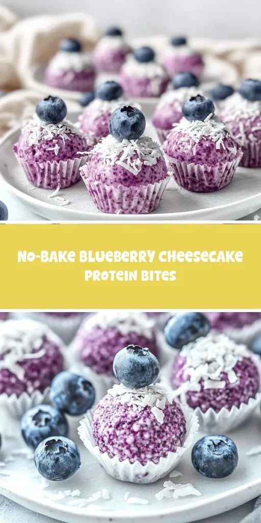 Looking for a nutritious and delicious snack? Try these No-Bake Blueberry Cheesecake Protein Bites! Packed with wholesome ingredients like cashews, rolled oats, and fresh blueberries, these treats are not only satisfying but also easy to make and customize. Perfect for on-the-go snacking or a post-workout boost, they are a guilt-free indulgence that fits any dietary need. Enjoy homemade goodness with every bite! #NoBake #ProteinBites #HealthySnacks #BlueberryCheesecake #CleanEating #FitnessFuel #NutritiousTreats