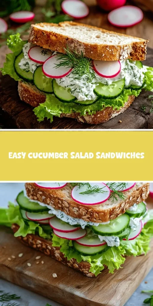 Discover the joy of refreshing cucumber salad sandwiches, a perfect blend of crisp cucumbers, creamy spreads, and fresh herbs. Ideal for summer gatherings, picnics, or a quick lunch, these tasty treats are not only delicious but also packed with health benefits. With minimal prep and endless variations, they&rsquo;re a delightful way to celebrate good flavors while staying nutritious. Try this easy recipe today! #CucumberSandwiches #HealthyEating #SummerRecipes #DeliciousAndNutritious #LightLunchIdeas