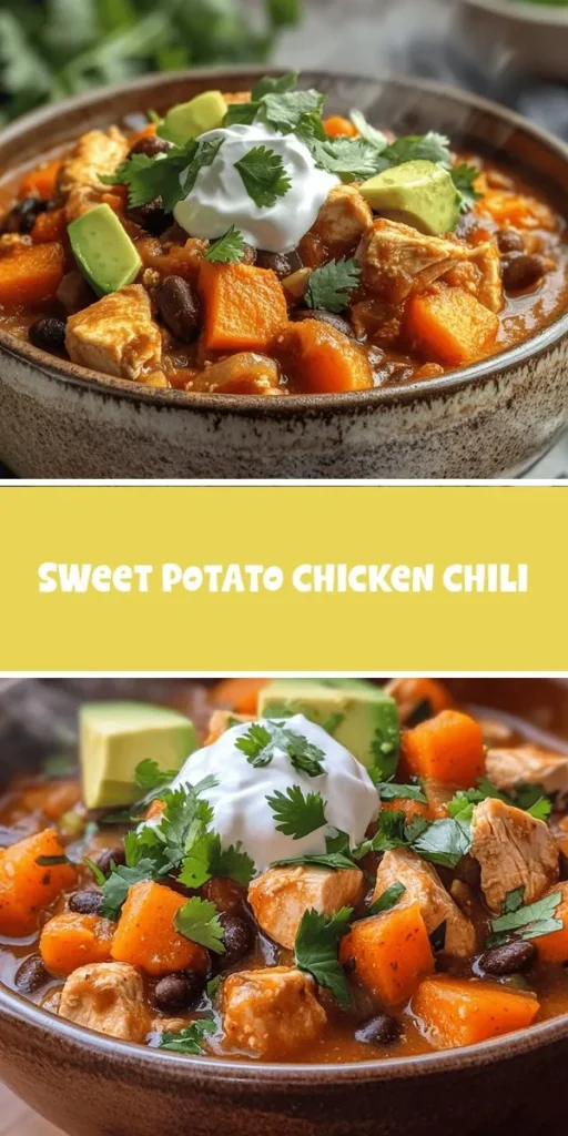 Warm up your soul with this delicious Sweet Potato Chicken Chili! Packed with tender chicken, creamy sweet potatoes, and a variety of spices, this dish is both hearty and healthy. Rich in vitamins and protein, it's perfect for family gatherings, chilly evenings, or game day. Enjoy the flavors and nutrition of this comforting meal that brings everyone together. Don’t forget to customize it with your favorite toppings! #SweetPotatoChili #HealthyRecipes #ComfortFood #ChiliLovers #NourishYourBody