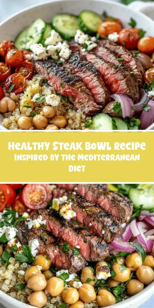 Discover the vibrant flavors of the Mediterranean with this Mediterranean Delight Steak Bowl, a delicious and nutritious meal that's sure to impress! Featuring lean grass-fed steak, protein-packed quinoa, fresh vegetables, and a zesty olive oil and lemon dressing, this bowl is a feast for the senses. Perfect for health-conscious foodies, it's easy to prepare and packed with benefits. Experience a culinary journey to a healthier lifestyle! #MediterraneanDiet #HealthyMeals #SteakBowl #Quinoa #Foodie #HealthyEating #CleanEating #MealPrep