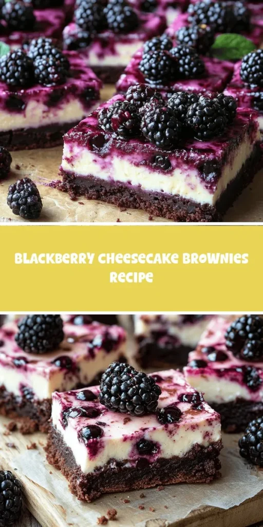 Indulge in the delicious fusion of rich brownies and creamy cheesecake with Blackberry Cheesecake Brownies Delight! This unique dessert pairs a fudgy brownie base with a velvety cheesecake layer, topped with bursts of fresh blackberries for a delightful twist. Perfect for special occasions or any sweet craving, this recipe will impress your family and friends. Discover how to make this decadent treat and elevate your dessert game! #DessertLovers #Brownies #Cheesecake #Baking #BlackberryDelight #RecipeIdeas #SweetTreats