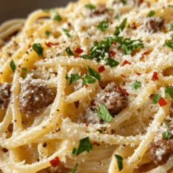 If you're searching for a dish that encapsulates comfort and indulgence, look no further than Cheesy Garlic Butter Linguine with Beef & Sausage. This delectable pasta dish brings together an irresistible combination of flavors: the richness of cheese, the savory notes of garlic, and the warm spices from Italian sausage. It’s a meal that not only tantalizes your taste buds but also fills your home with an inviting aroma that beckons everyone to the dinner table.