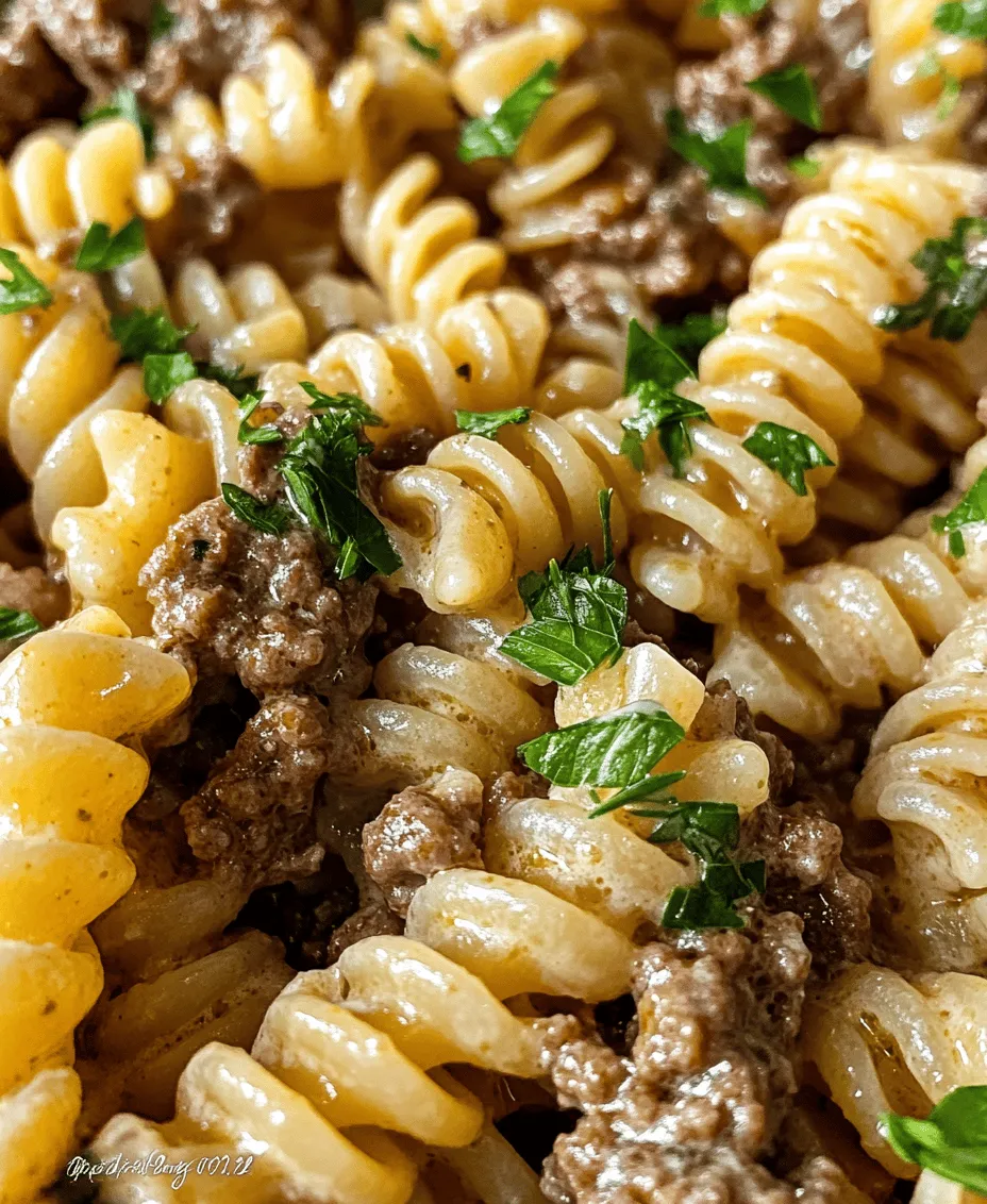 When it comes to quick yet satisfying meals, few dishes can rival the comfort of Beef and Rotini in Garlic Parmesan Sauce. This hearty pasta dish combines the richness of seasoned ground beef with the creamy, garlicky goodness of Parmesan sauce, making it an ideal option for busy weeknights. In just one pot, you can create a meal that is not only delicious but also incredibly easy to prepare, allowing you to spend less time in the kitchen and more time enjoying dinner with family or friends.