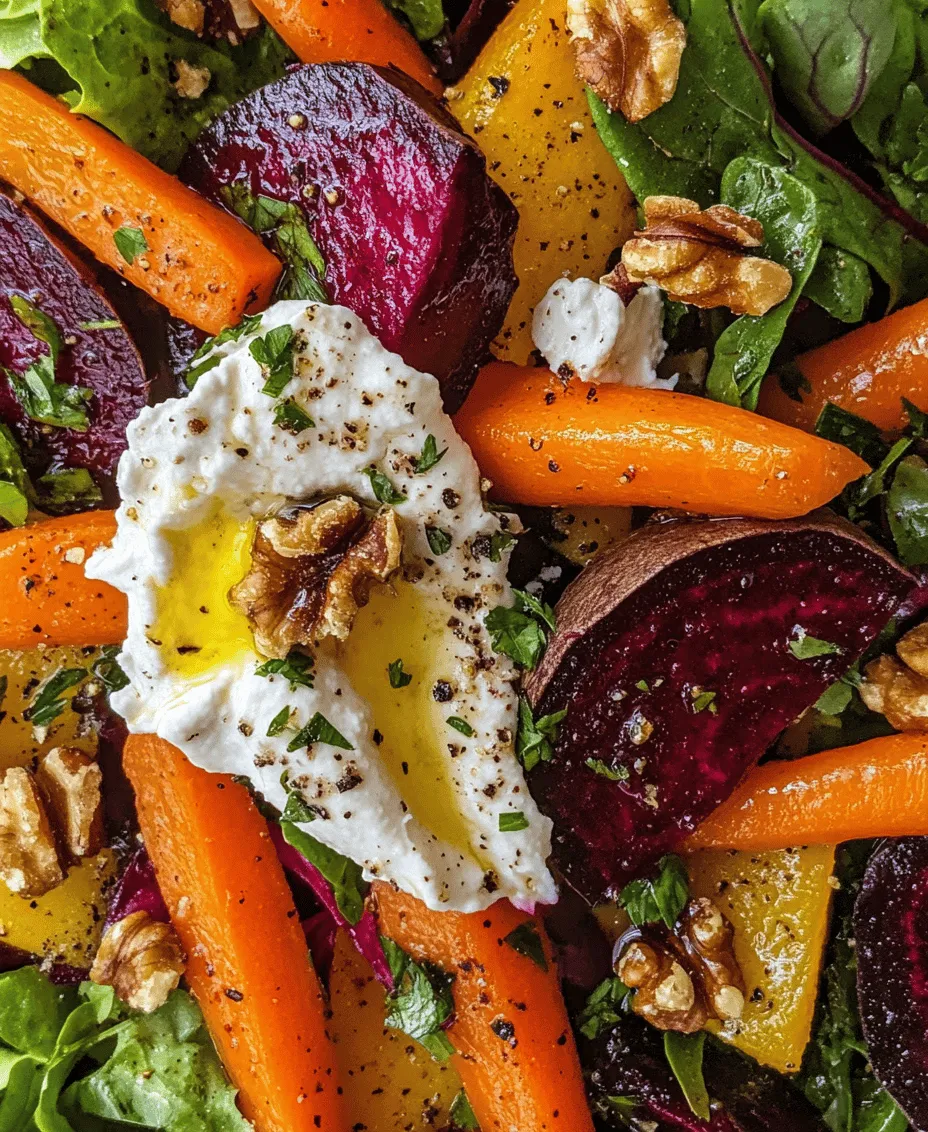 In the realm of vibrant, nutritious options for any meal, the Roasted Roots & Creamy Dream Salad stands out as a delightful choice. This salad is not just a dish; it's an experience that captures the essence of seasonal ingredients while delivering a delicious balance of flavors and textures. The heart of this recipe lies in its key components: the sweet and earthy roasted root vegetables, the indulgent creamy burrata, and a bed of fresh mixed greens. Each bite of this salad is a celebration of nature's bounty, bringing together the best of what the season has to offer.