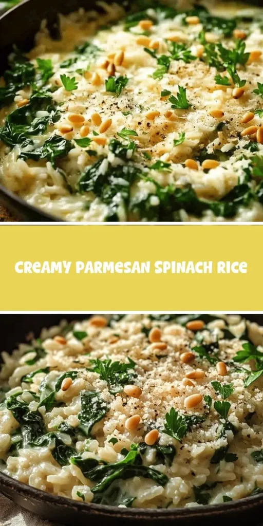 Elevate your meals with this Creamy Parmesan Spinach Rice, the perfect protein-packed lunch option! Delightfully simple to prepare, this dish combines the rich flavors of creamy cheese and fresh spinach for a satisfying bite. Discover easy lunch recipes like this one at chefrecip and make your lunchtime routine a tasty affair. ProteinPackedLunch EasyLunchRecipes CreamyRice Spinach Parmesan HealthyEating QuickMeals