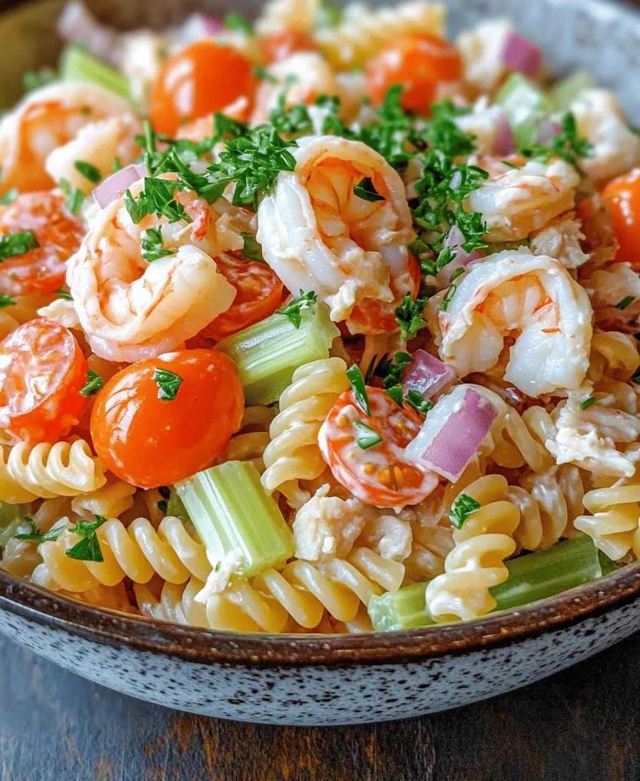As the summer sun shines and outdoor gatherings become a staple of our social calendars, pasta salads emerge as a quintessential dish that captures the essence of warm-weather dining. These salads are not only easy to prepare but also versatile, allowing for an array of ingredients that cater to every palate. Among the multitude of options, the <strong>Best Creamy Seafood Pasta Salad</strong> stands out as a refreshing and delicious choice that combines the richness of seafood with the satisfying bite of pasta.” /></p>
</p>
<h3>Crafting the Dressing</h3>
</p>
<p>To create the perfect creamy dressing for your seafood pasta salad, start by gathering all your ingredients: mayonnaise, sour cream, lemon juice, Dijon mustard, and a selection of seasonings. The dressing is crucial because it ties all the components of your salad together, enhancing the flavors of the seafood and pasta.</p>
</p>
<p><strong>Whisking Techniques to Achieve a Smooth Consistency</strong></p>
</p>
<p>Begin by measuring out 1 cup of mayonnaise and ½ cup of sour cream into a mixing bowl. Use a whisk or a fork to blend these two together until they form a smooth, creamy base. It’s important to whisk vigorously to avoid lumps. After achieving a uniform texture, gradually add in 2 tablespoons of lemon juice. This not only adds a burst of freshness but also helps to balance the richness of the mayonnaise and sour cream.</p>
</p>
<p>Next, incorporate 1 tablespoon of Dijon mustard. The mustard adds a subtle tang that complements the seafood beautifully. As you whisk, season the mixture with salt and pepper to taste. You can also experiment with additional spices like garlic powder, onion powder, or even a pinch of cayenne pepper for some heat. Continue whisking until all ingredients are fully incorporated and the dressing is smooth.</p>
</p>
<p><strong>Balancing Flavors with Lemon Juice, Dijon Mustard, and Seasonings</strong></p>
</p>
<p>The key to a great dressing is balancing flavors. Taste your dressing and adjust the acidity by adding more lemon juice if needed. If you prefer a sweeter note, a teaspoon of honey can be added. Depending on your preference, feel free to enhance the flavor with fresh herbs like dill or parsley, which will also add a lovely hint of color.</p>
</p>
<h3>Combining the Ingredients</h3>
</p>
<p>With your dressing complete, it’s time to combine all the ingredients of your seafood pasta salad.</p>
</p>
<p><strong>Guidelines for Gently Folding All Components Together for a Well-Mixed Salad</strong></p>
</p>
<p>In a large mixing bowl, add your cooked and cooled pasta along with your seafood. This could include shrimp, crab meat, or any other seafood of your choice. Next, toss in diced vegetables such as bell peppers, celery, and red onion for crunch and color. Gently pour your creamy dressing over the pasta and seafood mixture.</p>
</p>
<p>Using a spatula or wooden spoon, carefully fold the ingredients together. Start from the bottom and lift the pasta over the seafood and veggies, ensuring that every piece is coated in the dressing without breaking the pasta or seafood. This gentle folding technique helps maintain the integrity of the ingredients, ensuring a beautiful presentation.</p>
</p>
<p><strong>Importance of Chilling the Salad Before Serving to Enhance Flavor Melding</strong></p>
</p>
<p>Once everything is well mixed, cover the bowl with plastic wrap or transfer the salad to an airtight container. Refrigerate for at least 30 minutes to an hour. Chilling the salad allows the flavors to meld together, resulting in a more cohesive taste experience when served. The cool temperature enhances the refreshing quality of the dish, making it perfect for warm days.</p>
</p>
<h3>Serving Suggestions</h3>
</p>
<p>Now that your seafood pasta salad is chilled and ready, it’s time to think about how to present and serve it.</p>
</p>
<p><strong>Presentation Ideas for the Seafood Pasta Salad</strong></p>
</p>
<p>For an appealing presentation, consider serving the pasta salad in a large, shallow bowl. Garnish with fresh herbs, such as chopped parsley or dill, to add a pop of color. You can also sprinkle some paprika on top for a touch of sophistication and an extra layer of flavor. If you’re feeling creative, serve individual portions in mason jars for a fun, rustic touch.</p>
</p>
<p><strong>Pairing Recommendations for a Complete Meal Experience</strong></p>
</p>
<p>When it comes to pairing your seafood pasta salad, light and refreshing beverages work best. A chilled glass of white wine, such as Sauvignon Blanc or Pinot Grigio, pairs beautifully with the seafood and complements the zesty dressing. If you prefer non-alcoholic options, consider serving lemon-infused sparkling water or iced tea to enhance the overall dining experience.</p>
</p>
<p>For side dishes, consider serving crusty bread or garlic bread to soak up any leftover dressing. A simple green salad or grilled vegetables can also complement the dish, making for a well-rounded meal.</p>
</p>
<p><strong>Options for Serving at Different Occasions Like Picnics, BBQs, or Family Gatherings</strong></p>
</p>
<p>This seafood pasta salad is versatile and perfect for various occasions. For picnics, prepare the salad in advance and pack it in a cooler to keep it fresh. It’s also a fantastic addition to BBQs, offering a refreshing contrast to grilled meats. For family gatherings, consider doubling the recipe to ensure there’s enough for everyone, as it’s sure to be a crowd-pleaser.</p>
</p>
<h3>Nutritional Benefits of Seafood Pasta Salad</h3>
</p>
<p>Understanding the nutritional value of your dish enhances its appeal, especially for health-conscious eaters.</p>
</p>
<p><strong>Breakdown of the Nutritional Value of Key Ingredients</strong></p>
</p>
<p>The seafood in this pasta salad is not only delicious but also packed with nutrients. Shrimp, for instance, is low in calories yet high in protein, making it a great choice for maintaining a healthy diet. A 3-ounce serving of shrimp contains about 20 grams of protein and is rich in vitamins such as B12 and D.</p>
</p>
<p>The addition of pasta provides carbohydrates that offer energy, while the vegetables contribute essential vitamins and minerals. Ingredients like bell peppers and celery are high in fiber, which is beneficial for digestion.</p>
</p>
<p><strong>Health Benefits of Incorporating Seafood into Meals</strong></p>
</p>
<p>Incorporating seafood into your meals offers numerous health benefits. Seafood is an excellent source of omega-3 fatty acids, which are known for their heart health benefits. Omega-3s can help reduce inflammation and lower the risk of heart disease. Additionally, seafood is often lower in saturated fat compared to other protein sources, making it a heart-healthy option.</p>
</p>
<p><strong>Discussion on Protein Content, Vitamins, and Healthy Fats</strong></p>
</p>
<p>This seafood pasta salad provides a balanced meal that is rich in protein, vitamins, and healthy fats. The combination of seafood, pasta, and vegetables ensures that you’re consuming a variety of nutrients, supporting overall health and wellness.</p>
</p>
<h3>Variations and Customizations</h3>
</p>
<p>One of the beauties of the seafood pasta salad is its adaptability.</p>
</p>
<p><strong>Suggestions for Ingredient Substitutions for Dietary Restrictions</strong></p>
</p>
<p>If you have dietary restrictions, there are plenty of ways to customize this recipe. For a gluten-free option, swap out regular pasta for gluten-free pasta made from rice or quinoa. For a vegan alternative, you can use chickpea pasta and replace seafood with marinated tofu or tempeh, ensuring the flavor profile remains robust.</p>
</p>
<p><strong>Creative Ways to Enhance Flavors with Additional Ingredients</strong></p>
</p>
<p>To elevate the flavor of your seafood pasta salad further, consider adding ingredients like capers or olives for a briny punch. Sun-dried tomatoes can introduce a hint of sweetness, while fresh mozzarella balls can add creaminess and texture. A sprinkle of freshly grated Parmesan cheese just before serving can also enhance the dish.</p>
</p>
<p><strong>Seasonal Variations Using Local and Fresh Produce</strong></p>
</p>
<p>Take advantage of seasonal produce by incorporating fresh vegetables that are in season. For example, during the summer months, you might add fresh corn or cherry tomatoes, while in the fall, roasted butternut squash would add a sweet, earthy flavor.</p>
</p>
<h3>Conclusion</h3>
</p>
<p>The Best Creamy Seafood Pasta Salad is not just a dish; it’s a delightful culinary experience that brings together the flavors of the sea and the freshness of garden vegetables. Its creamy dressing, combined with tender pasta and succulent seafood, creates a dish that is both satisfying and refreshing.</p>
</p>
<p>Encourage yourself to experiment with this recipe, adjusting ingredients and flavors to make it your own. Whether you’re preparing it for a picnic, a family BBQ, or a cozy dinner at home, this seafood pasta salad is sure to impress. Sharing this dish with loved ones adds to the joy of cooking and dining, creating memories that will last a lifetime. So gather your ingredients, put on your apron, and enjoy the process of creating this vibrant, delicious salad that everyone will love.</p>
</div>