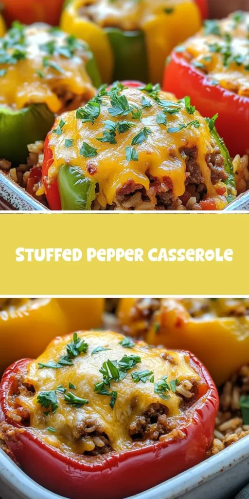Looking for easy lunch recipes that will save you time during busy weekdays? Check out these quick meal prep ideas that make delicious, hearty meals like Stuffed Pepper Casserole Delight! Perfect for family gatherings or cozy nights in, these recipes will leave you satisfied without the fuss. EasyLunchRecipes QuickMealPrep MealPrepIdeas ComfortFood StuffedPeppers HealthyEating QuickMeals