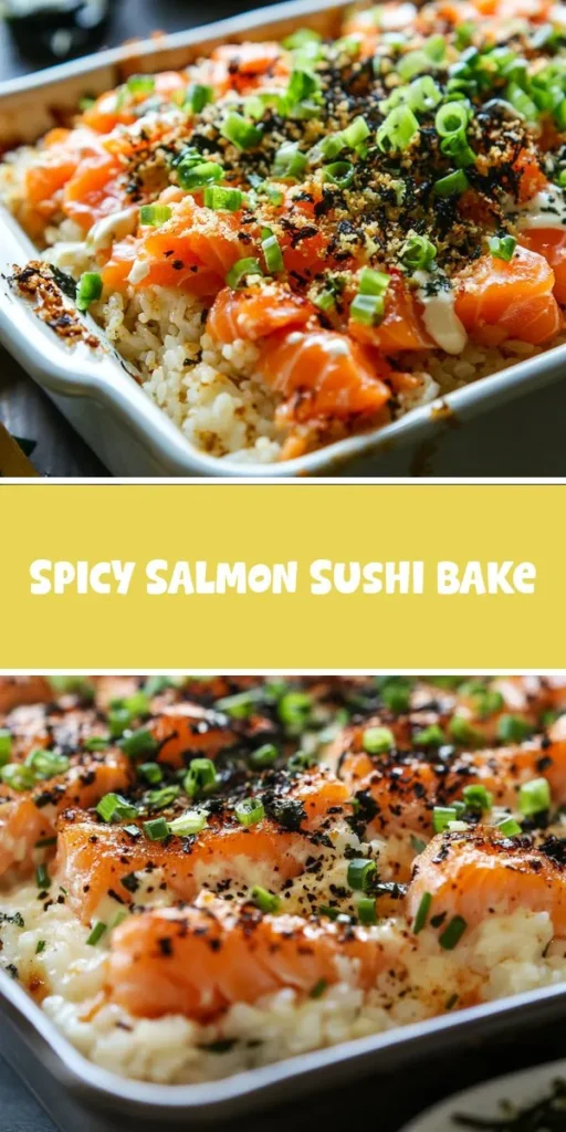 Transform lunch into a delicious family-friendly experience with this easy one-pan Spicy Salmon Sushi Bake! Perfect for busy days, this quickmeals recipe combines all the flavors of sushi in a comforting, shareable dish that everyone will love. Bring the family together around this delightful meal and make lunchtime special! FamilyFriendlyLunch OnePanRecipe QuickMeals SushiBake HealthyEating EasyRecipes DinnerIdeas
