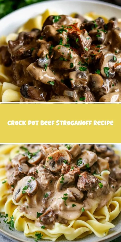 Dive into the ultimate comfort food with this melt-in-your-mouth Crock Pot Beef Stroganoff! Perfect for busy nights, this recipe features tender beef in a rich, creamy mushroom sauce, cooked low and slow for maximum flavor. Serve over egg noodles for a classic touch, or try it with rice for a twist. With quality ingredients and easy prep, this dish is guaranteed to become a family favorite. Don't miss out on this hearty meal! #BeefStroganoff #ComfortFood #SlowCookerRecipes #CrockPotRecipes #FamilyDinner #EasyRecipes #HomeCooking