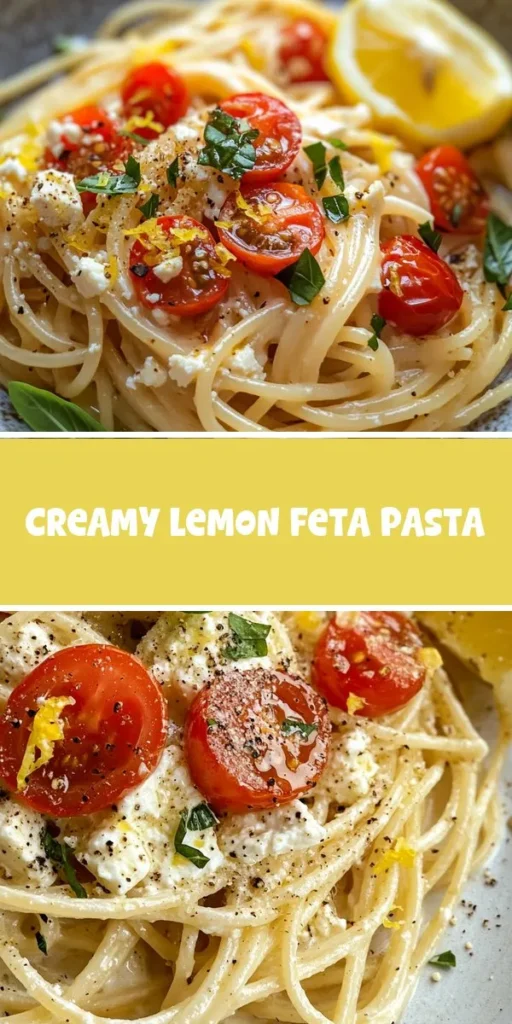Discover the delightful Creamy Lemon Feta Pasta, a Mediterranean-inspired dish that's bursting with tangy and savory flavors! Perfect for a quick weeknight dinner or a family gathering, this recipe transforms simple ingredients like feta cheese, fresh lemon, and pasta into a gourmet meal in under 30 minutes. With its creamy texture and vibrant taste, it&rsquo;s sure to impress! Try it today! #PastaRecipe #LemonFeta #QuickDinner #MediterraneanCooking #EasyMeals #ComfortFood