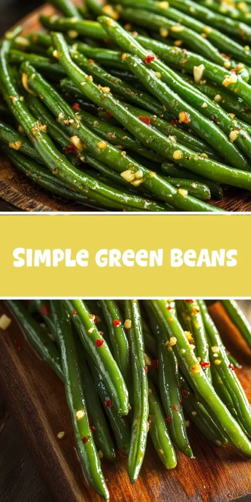 Elevate your meals with this Simple Garlic Butter Green Beans recipe! Quick and easy to make, this nutritious side dish combines fresh green beans with rich garlic butter for a burst of flavor. Perfect for family dinners or special occasions, these green beans are not only delicious but also packed with vitamins A, C, and K. Enjoy the perfect balance of taste and health with this vibrant dish. Try it out today! #GarlicButterGreenBeans #HealthySideDish #QuickMeals #VegetarianRecipes #HomeCooking