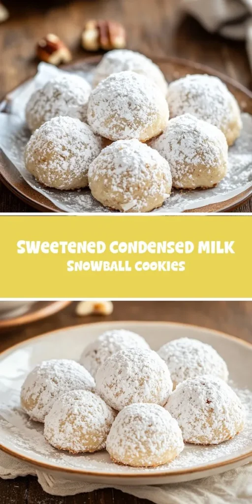 Dive into the world of baking with these delightful Sweetened Condensed Milk Snowball Cookies! Perfectly buttery and melt-in-your-mouth, they're dusted in powdered sugar, resembling little snowballs. Ideal for any occasion, these cookies are easy to make and incredibly satisfying. Discover the step-by-step guide to create these classic treats that will bring comfort and joy to your gatherings. Get ready to impress your loved ones! #Cookies #Baking #SweetTreats #SnowballCookies #CondensedMilk