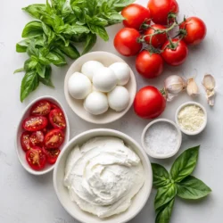 Ingredients for Creamy Caprese Dip: A Savory Twist on a Classic Favorite