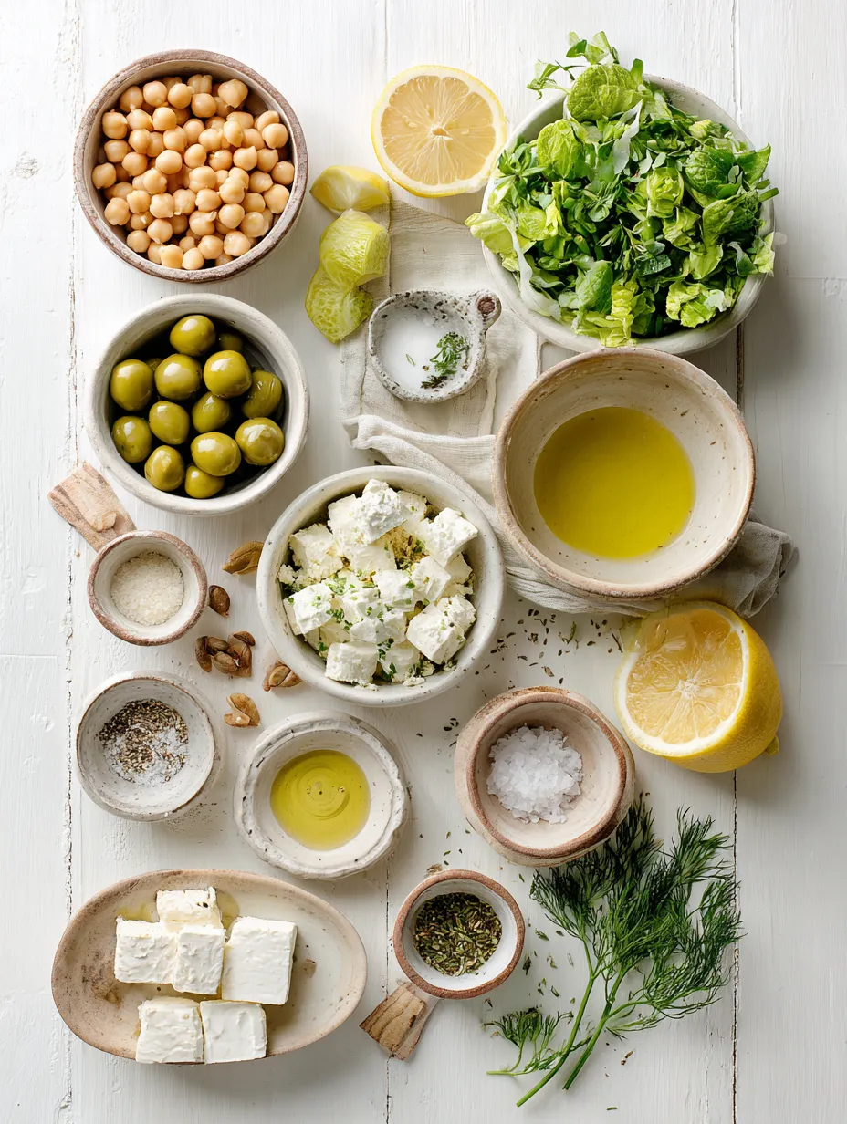 Ingredients for Crafting a Zesty Lemony Chickpea & Feta Salad: A Fresh Delight for Every Occasion